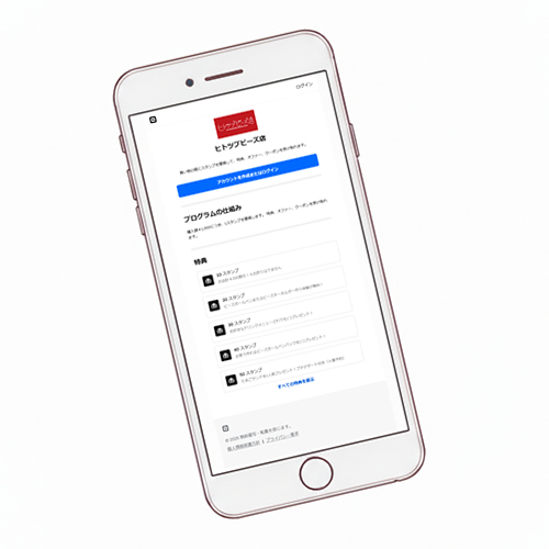 スマートフォンで確認できるデジタルスタンプカード